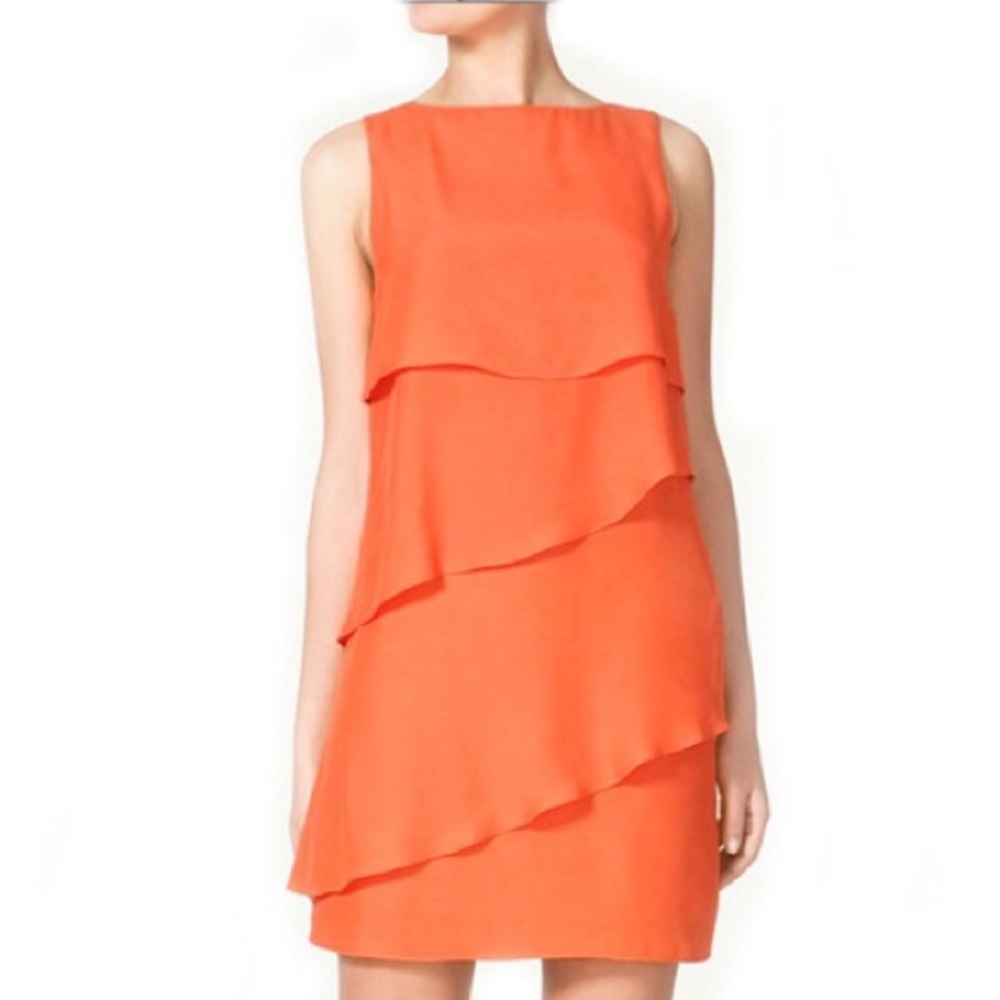 NWOT Zara Asymmetrical Flounce Dress - Picture 1 of 4